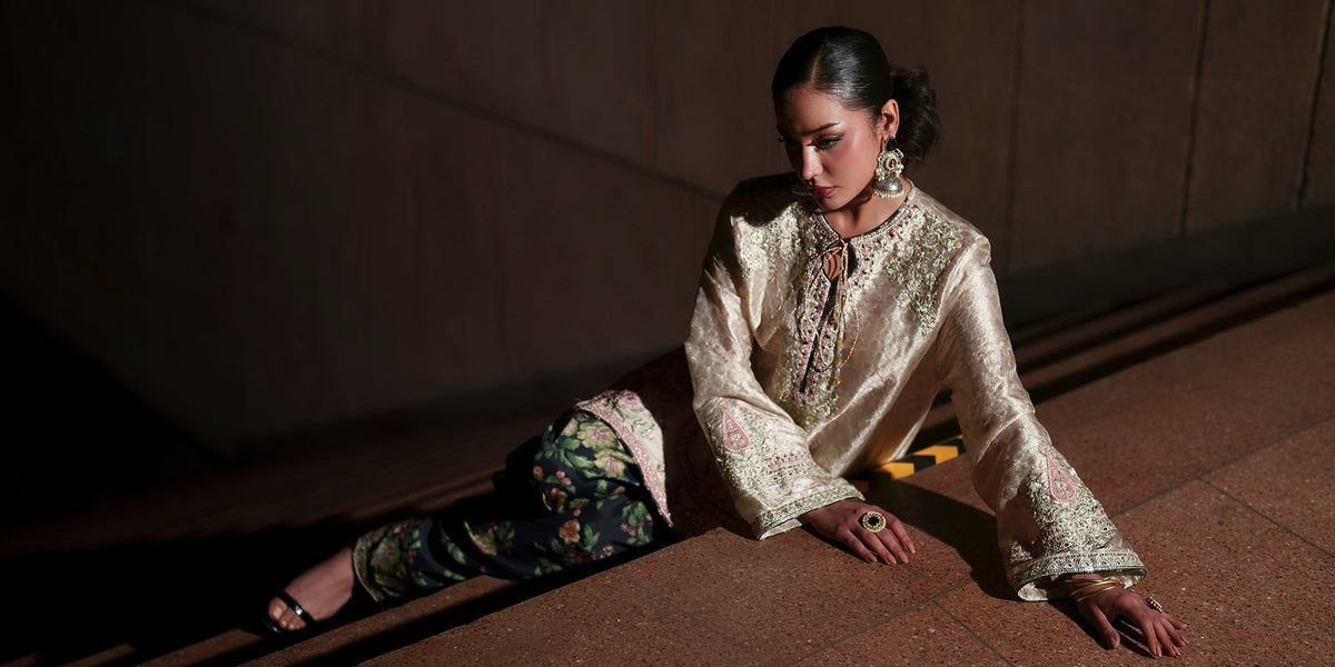 Ethnc | Luxe Boutique | Embroidered Suit (E1014/104/002)-Brand:Ethnc-Type:Boutique-Off White - House of Maryam- Buy in UK, USA