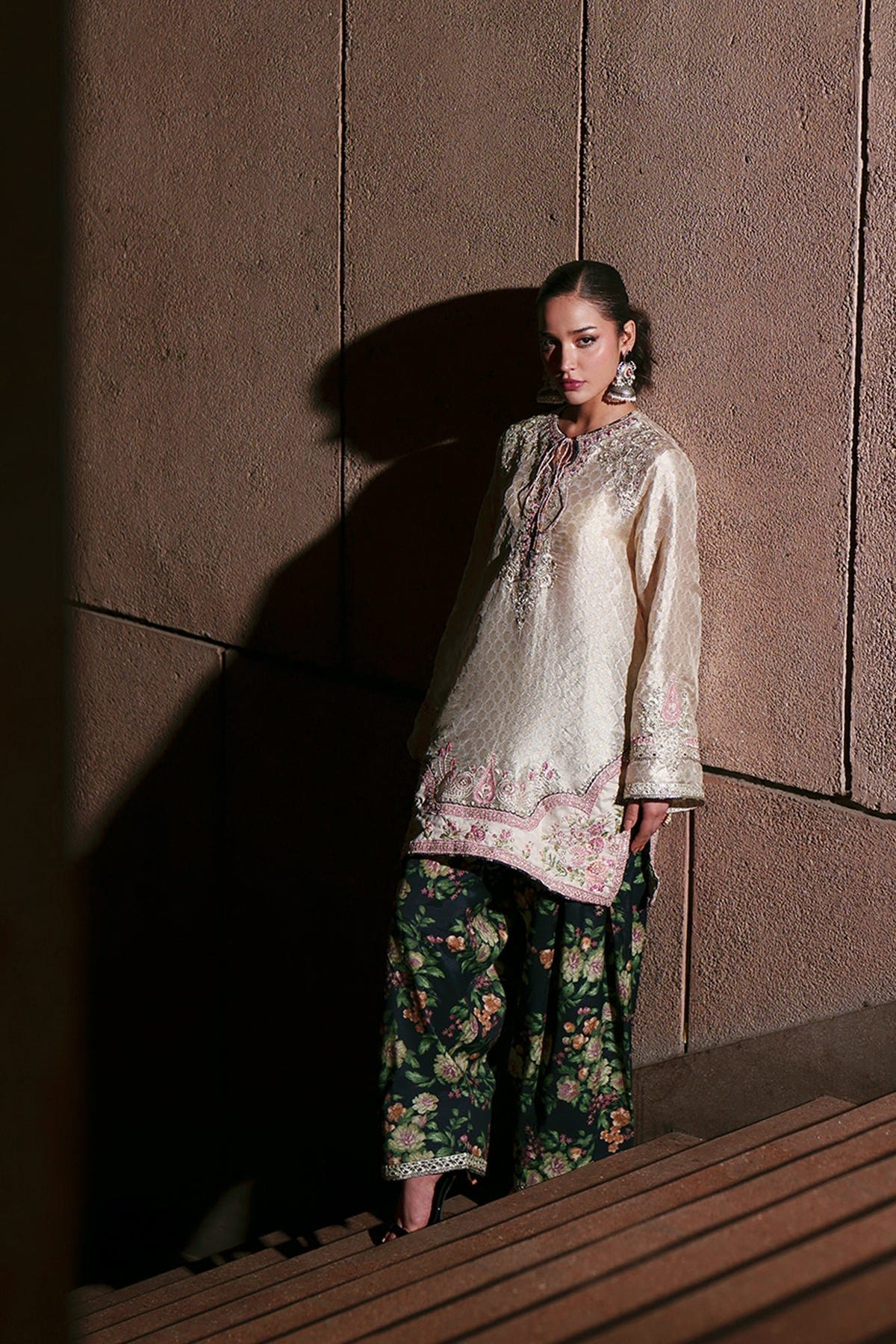 Ethnc | Luxe Boutique | Embroidered Suit (E1014/104/002)-Brand:Ethnc-Type:Boutique-Off White - House of Maryam- Buy in UK, USA