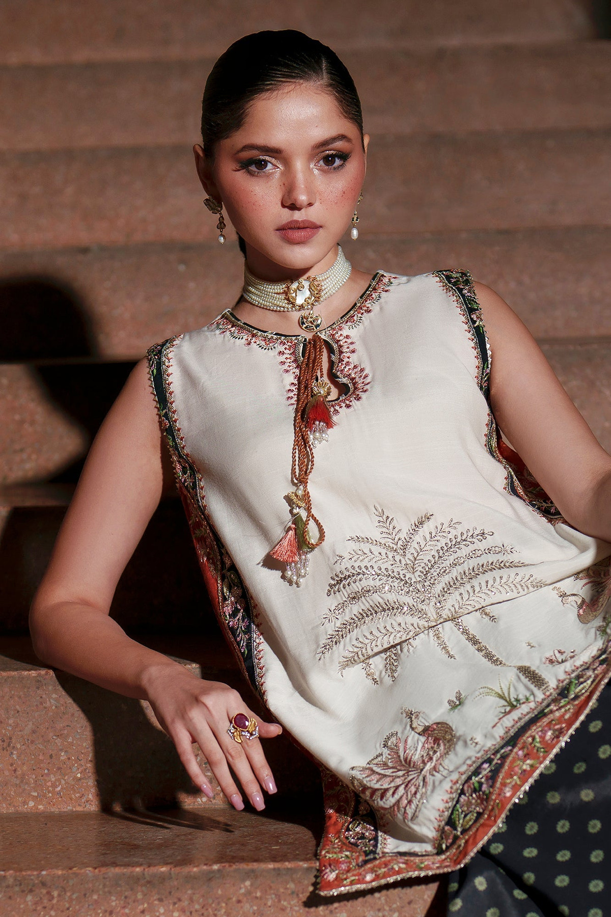Ethnc | Luxe Boutique | Embroidered Suit (E1028/104/002)-Brand:Ethnc-Type:Boutique-Off White - House of Maryam- Buy in UK, USA