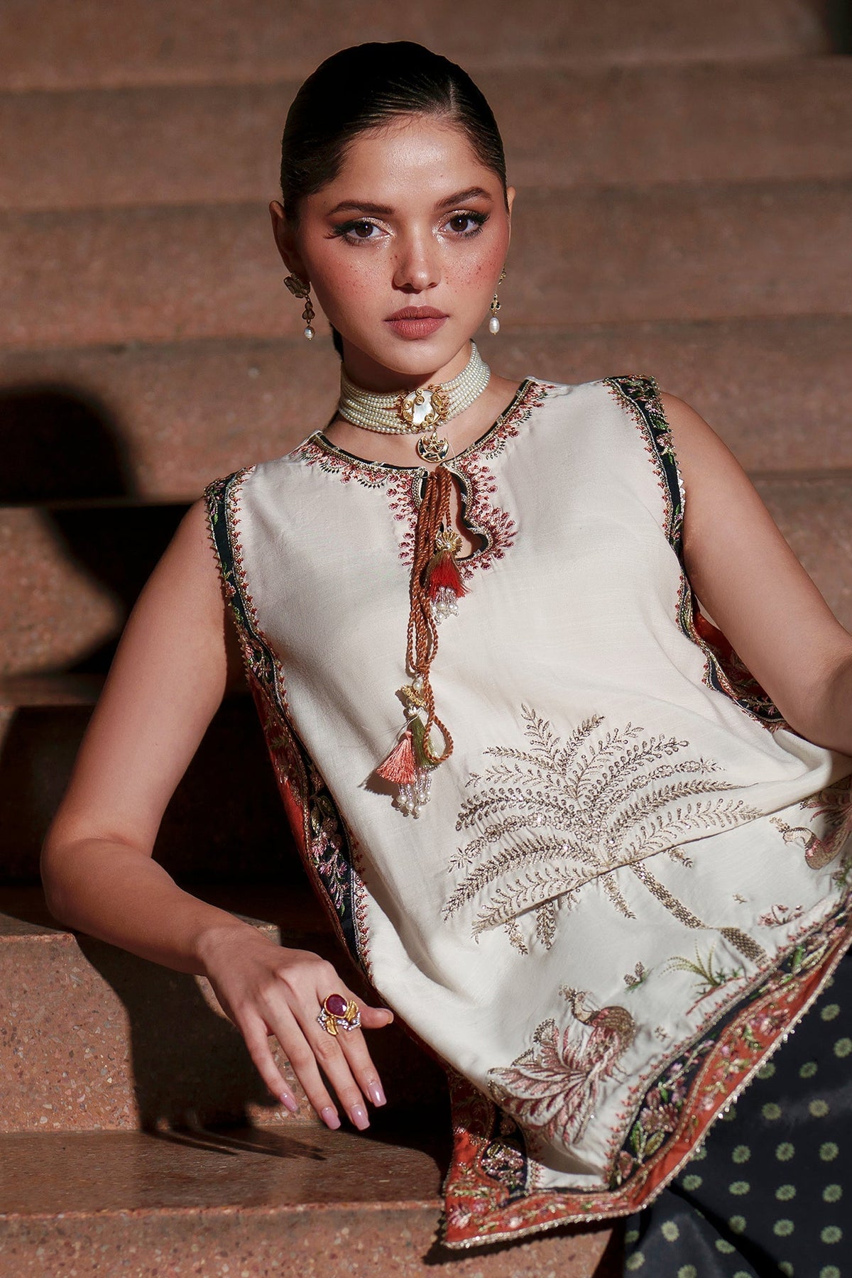 Ethnc | Luxe Boutique | Embroidered Suit (E1028/104/002)-Brand:Ethnc-Type:Boutique-Off White - House of Maryam- Buy in UK, USA