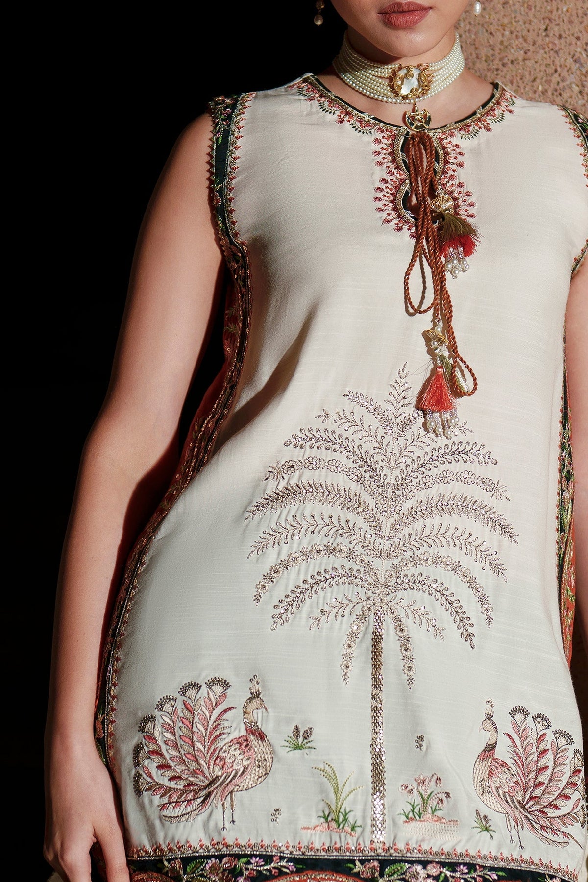 Ethnc | Luxe Boutique | Embroidered Suit (E1028/104/002)-Brand:Ethnc-Type:Boutique-Off White - House of Maryam- Buy in UK, USA