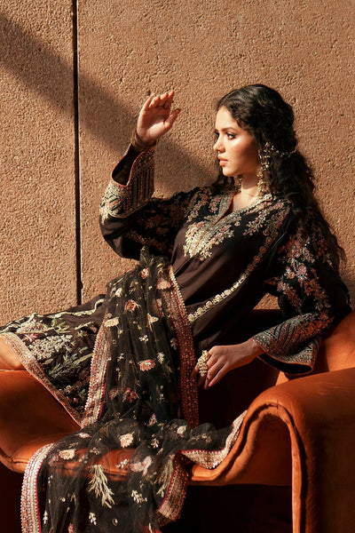 Ethnc | Luxe Boutique | Embroidered Suit (E1029/104/902)-Brand:Ethnc-Type:Boutique-Jet Black - House of Maryam- Buy in UK, USA
