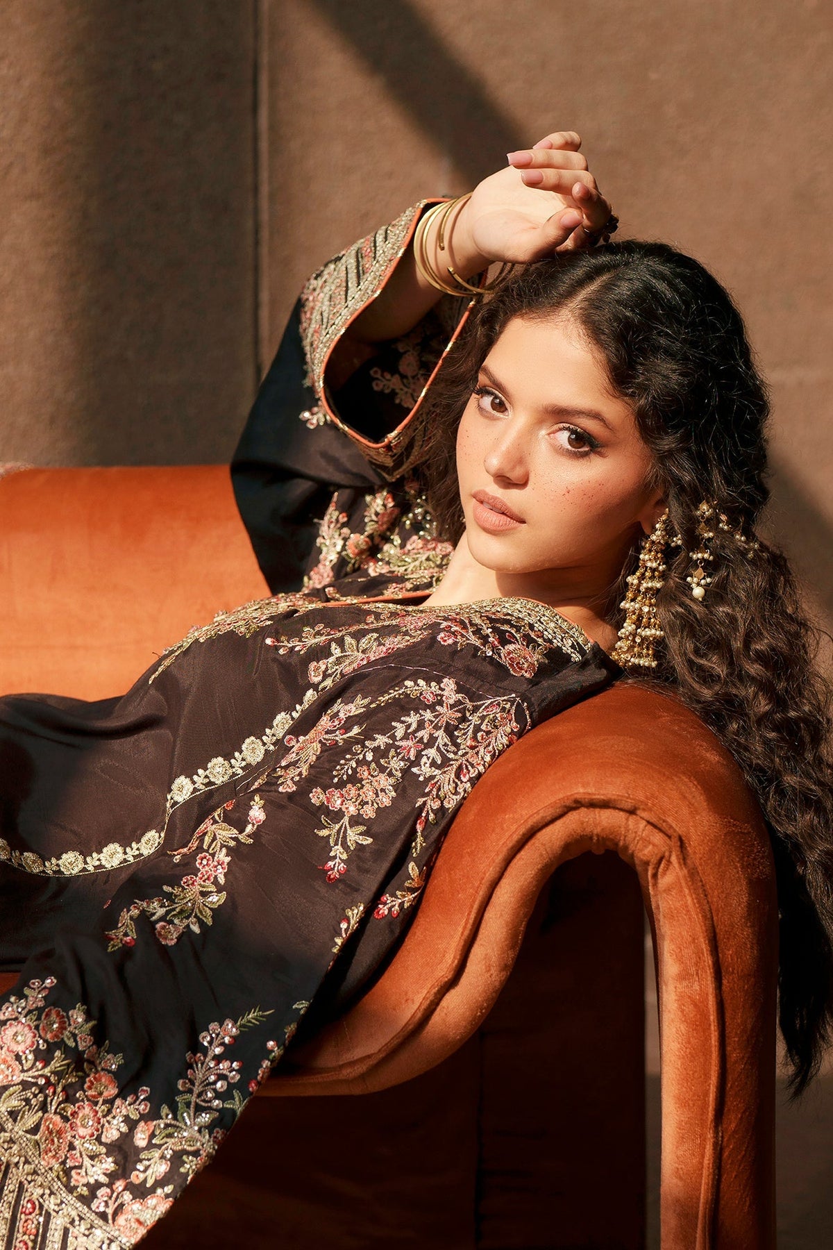 Ethnc | Luxe Boutique | Embroidered Suit (E1029/104/902)-Brand:Ethnc-Type:Boutique-Jet Black - House of Maryam- Buy in UK, USA