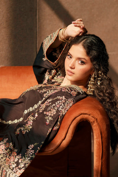 Ethnc | Luxe Boutique | Embroidered Suit (E1029/104/902)-Brand:Ethnc-Type:Boutique-Jet Black - House of Maryam- Buy in UK, USA