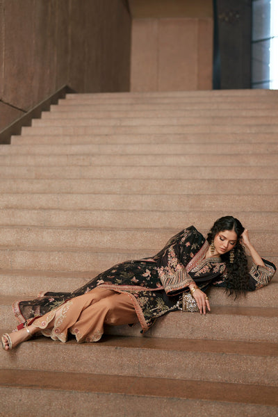 Ethnc | Luxe Boutique | Embroidered Suit (E1029/104/902)-Brand:Ethnc-Type:Boutique-Jet Black - House of Maryam- Buy in UK, USA
