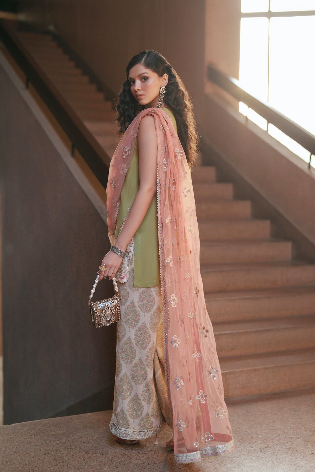 Ethnc | Luxe Boutique | Embroidered Suit (E1047/104/126)-Brand:Ethnc-Type:Boutique-Apple Green - House of Maryam- Buy in UK, USA