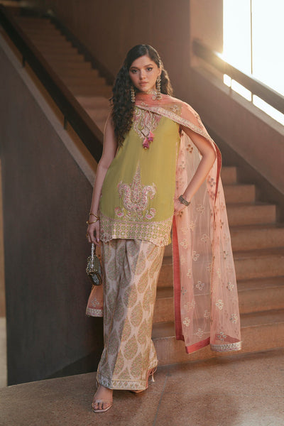 Ethnc | Luxe Boutique | Embroidered Suit (E1047/104/126)-Brand:Ethnc-Type:Boutique-Apple Green - House of Maryam- Buy in UK, USA