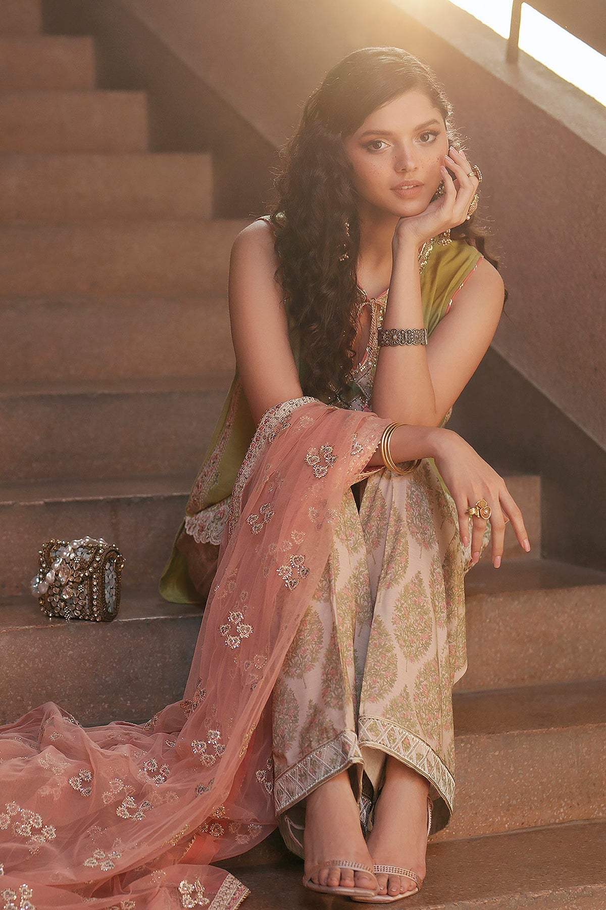 Ethnc | Luxe Boutique | Embroidered Suit (E1047/104/126)-Brand:Ethnc-Type:Boutique-Apple Green - House of Maryam- Buy in UK, USA