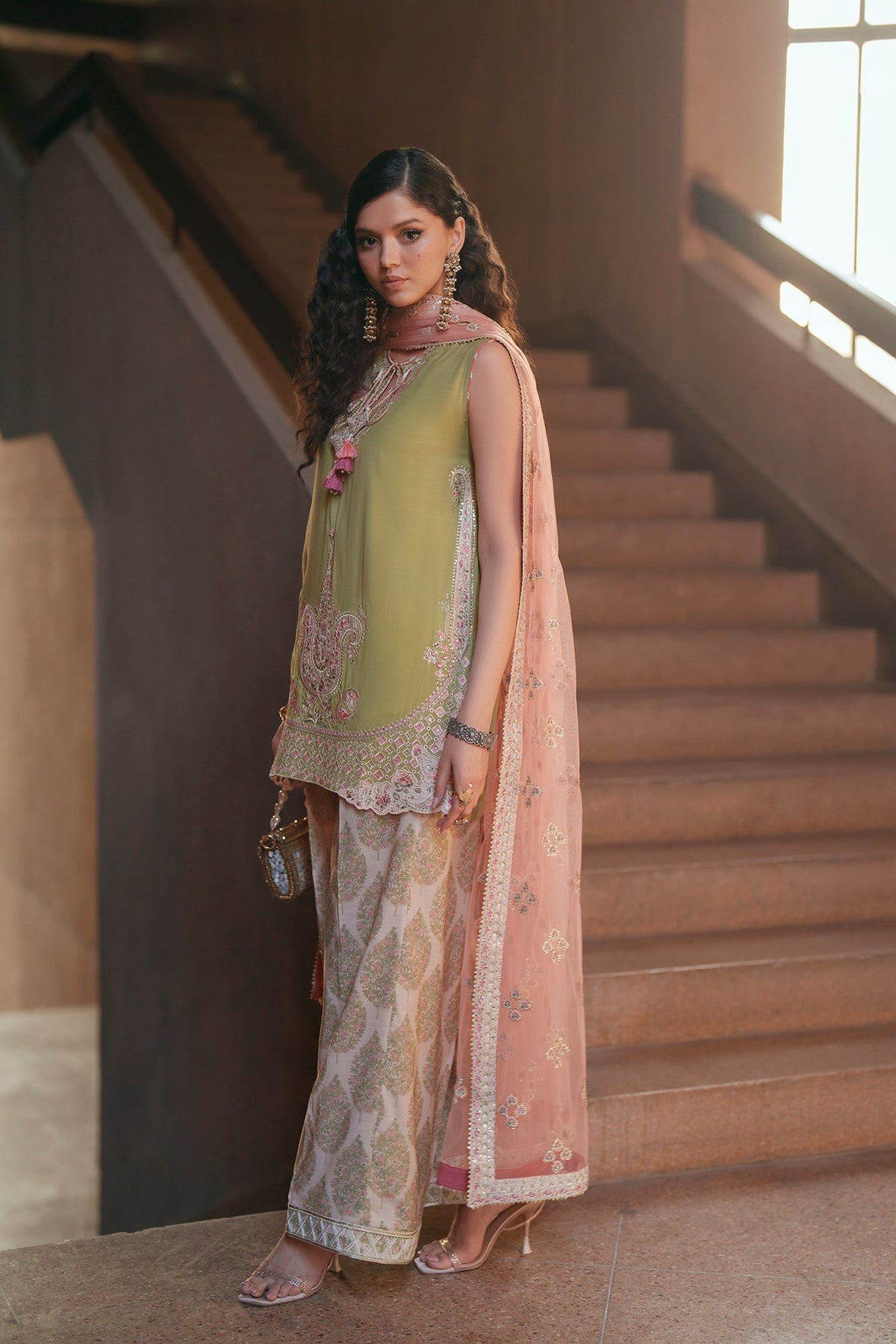 Ethnc | Luxe Boutique | Embroidered Suit (E1047/104/126)-Brand:Ethnc-Type:Boutique-Apple Green - House of Maryam- Buy in UK, USA