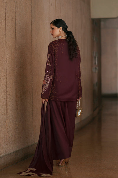 Ethnc | Luxe Boutique | Embroidered Suit (E1048/104/318)-Brand:Ethnc-Type:Boutique-Chocolate - House of Maryam- Buy in UK, USA