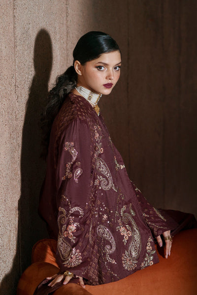 Ethnc | Luxe Boutique | Embroidered Suit (E1048/104/318)-Brand:Ethnc-Type:Boutique-Chocolate - House of Maryam- Buy in UK, USA