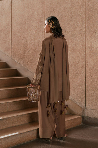 Ethnc | Luxe Boutique | Embroidered Suit (E1049/104/118)-Brand:Ethnc-Type:Boutique-Khaki - House of Maryam- Buy in UK, USA