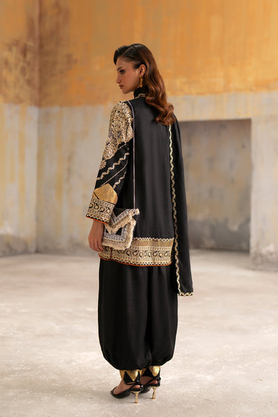 Ethnc | Luxe Boutique | Embroidered Suit (E1050/104/902)-Brand:Ethnc-Type:Boutique-Jet Black - House of Maryam- Buy in UK, USA