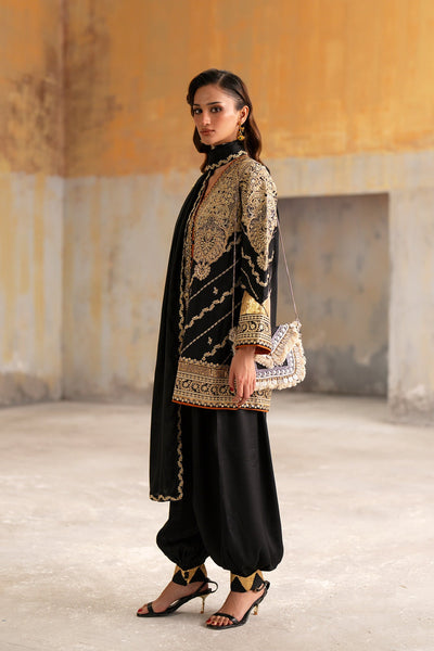 Ethnc | Luxe Boutique | Embroidered Suit (E1050/104/902)-Brand:Ethnc-Type:Boutique-Jet Black - House of Maryam- Buy in UK, USA