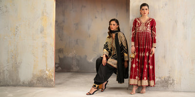 Ethnc | Luxe Boutique | Embroidered Suit (E1050/104/902)-Brand:Ethnc-Type:Boutique-Jet Black - House of Maryam- Buy in UK, USA