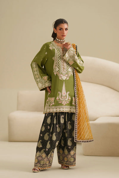 Ethnc | Luxe Boutique | Embroidered Suit (E1065/104/122)-Brand:Ethnc-Type:Boutique-Green - House of Maryam- Buy in UK, USA