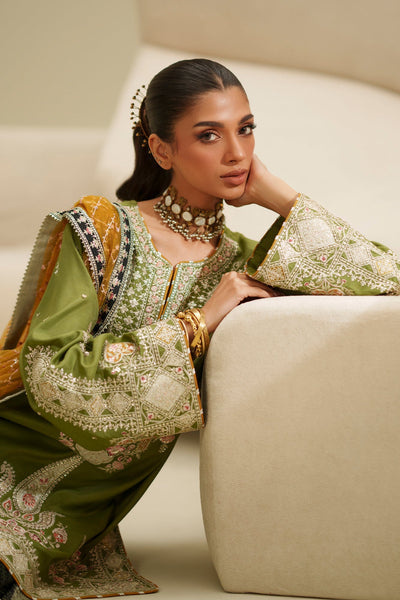 Ethnc | Luxe Boutique | Embroidered Suit (E1065/104/122)-Brand:Ethnc-Type:Boutique-Green - House of Maryam- Buy in UK, USA