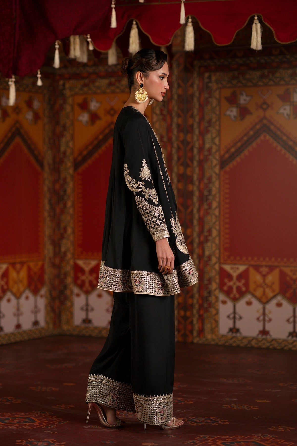 Ethnc | Luxe Boutique | Embroidered Suit (E1066/104/902)-Brand:Ethnc-Type:Boutique-Jet Black - House of Maryam- Buy in UK, USA