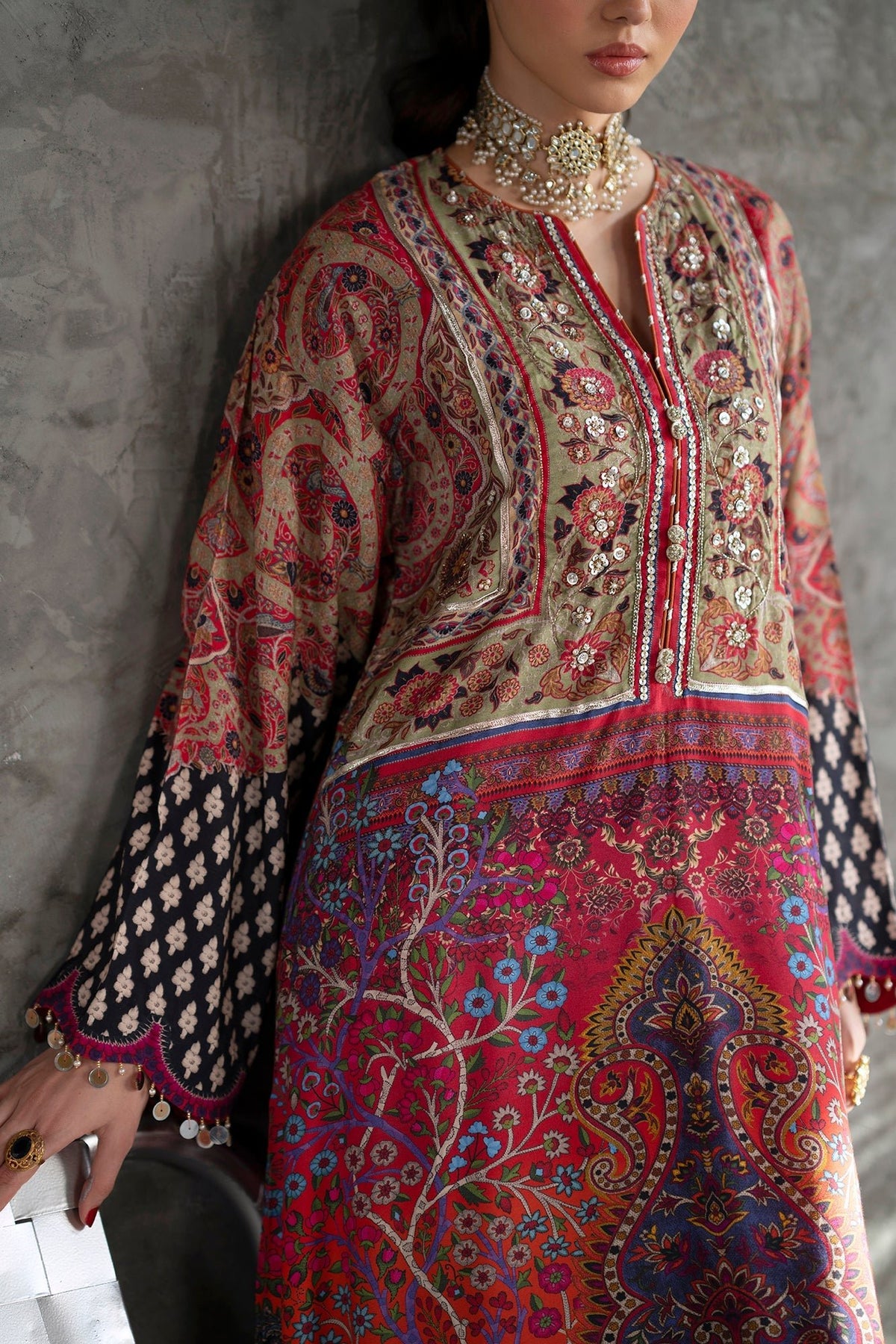Ethnc | Luxe Boutique | Embroidered Suit (E1068/104/127)-Brand:Ethnc-Type:Boutique-Apple Green - House of Maryam- Buy in UK, USA