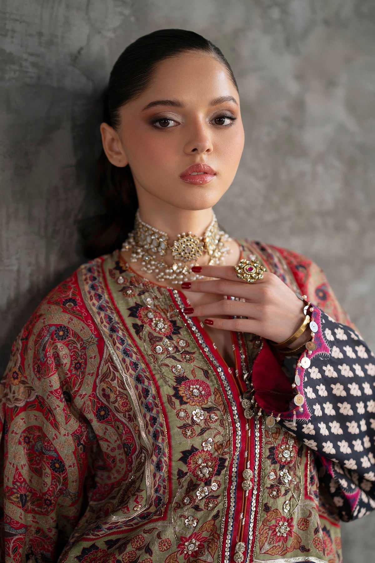 Ethnc | Luxe Boutique | Embroidered Suit (E1068/104/127)-Brand:Ethnc-Type:Boutique-Apple Green - House of Maryam- Buy in UK, USA