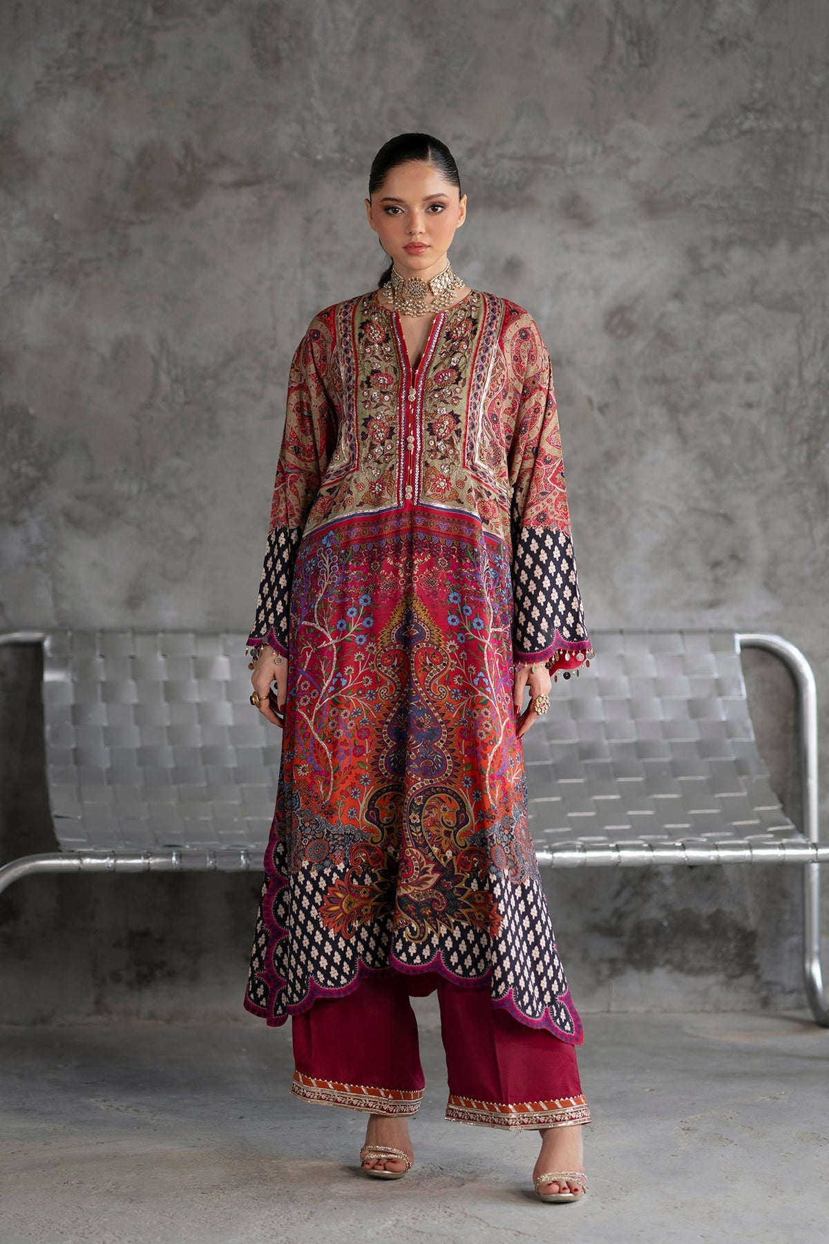 Ethnc | Luxe Boutique | Embroidered Suit (E1068/104/127)-Brand:Ethnc-Type:Boutique-Apple Green - House of Maryam- Buy in UK, USA