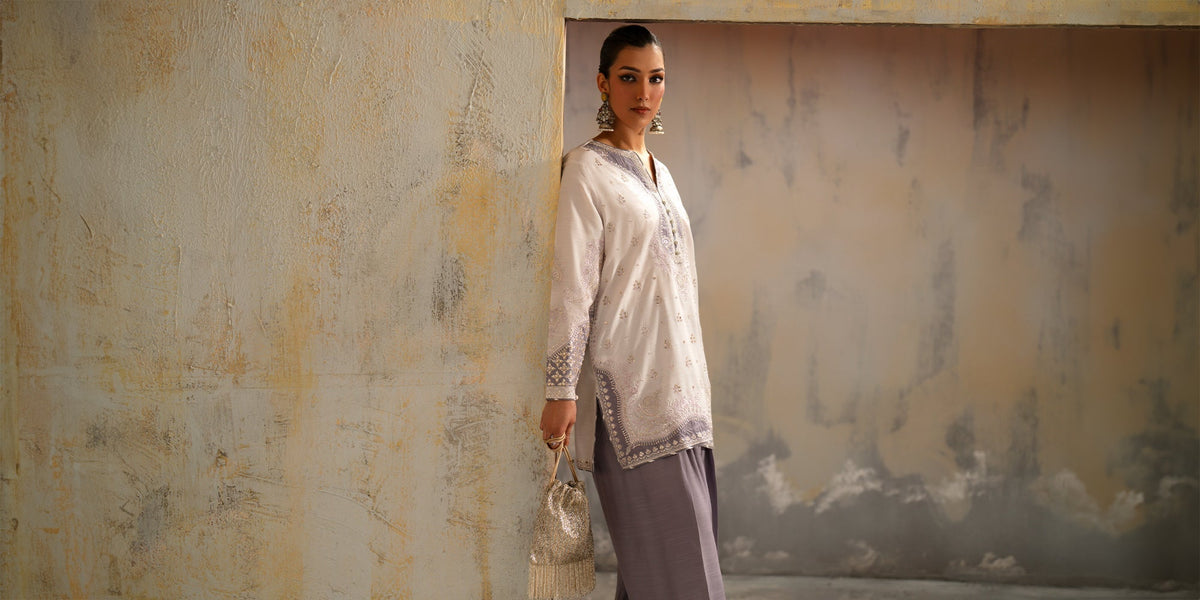 Ethnc | Luxe Boutique | Embroidered Suit (E1071/104/515)-Brand:Ethnc-Type:Boutique-Lilac Ice - House of Maryam- Buy in UK, USA