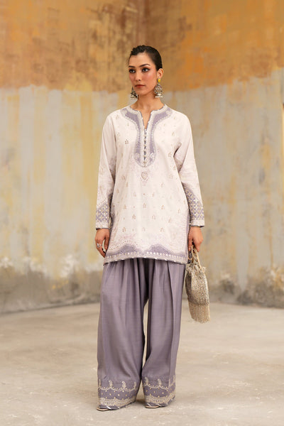 Ethnc | Luxe Boutique | Embroidered Suit (E1071/104/515)-Brand:Ethnc-Type:Boutique-Lilac Ice - House of Maryam- Buy in UK, USA