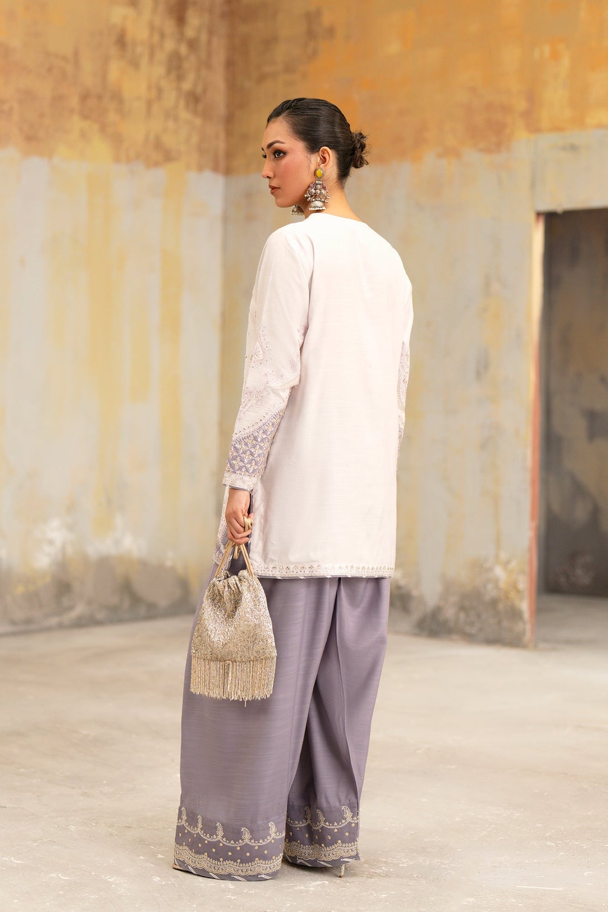 Ethnc | Luxe Boutique | Embroidered Suit (E1071/104/515)-Brand:Ethnc-Type:Boutique-Lilac Ice - House of Maryam- Buy in UK, USA