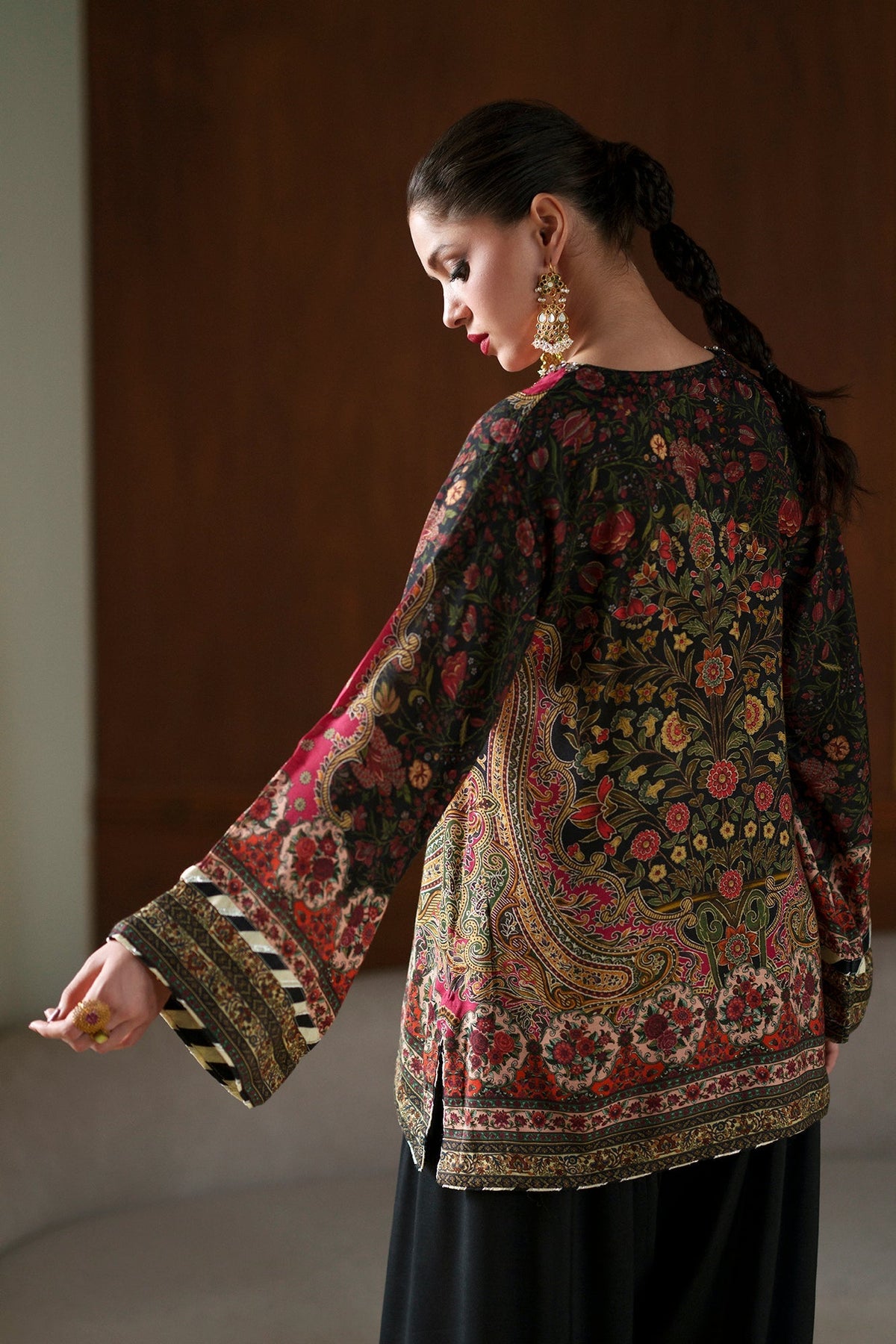 Ethnc | Luxe Boutique | Embroidered Suit (E1072/104/902)-Brand:Ethnc-Type:Boutique-Jet Black - House of Maryam- Buy in UK, USA