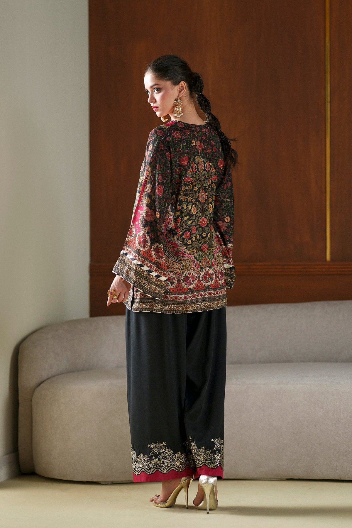 Ethnc | Luxe Boutique | Embroidered Suit (E1072/104/902)-Brand:Ethnc-Type:Boutique-Jet Black - House of Maryam- Buy in UK, USA