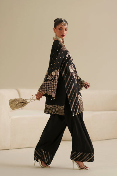 Ethnc | Luxe Boutique | Embroidered Suit (E1082/104/902)-Brand:Ethnc-Type:Boutique-Jet Black - House of Maryam- Buy in UK, USA