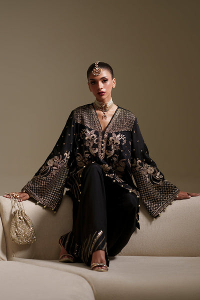 Ethnc | Luxe Boutique | Embroidered Suit (E1082/104/902)-Brand:Ethnc-Type:Boutique-Jet Black - House of Maryam- Buy in UK, USA