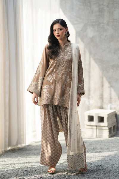 Ethnc | Luxe Boutique | Embroidered Suit (E1086/104/111)-Brand:Ethnc-Type:Boutique-Yellow Beige - House of Maryam- Buy in UK, USA