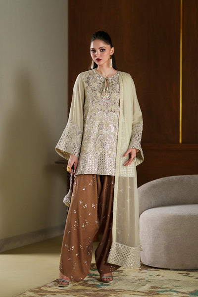 Ethnc | Luxe Boutique | Embroidered Suit (E1089/104/227)-Brand:Ethnc-Type:Boutique-Pale Yellow - House of Maryam- Buy in UK, USA