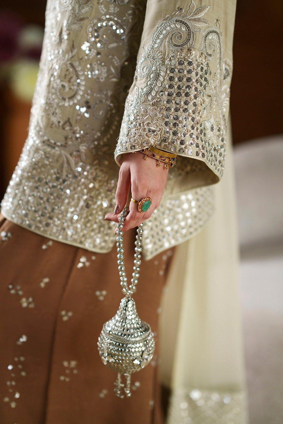 Ethnc | Luxe Boutique | Embroidered Suit (E1089/104/227)-Brand:Ethnc-Type:Boutique-Pale Yellow - House of Maryam- Buy in UK, USA