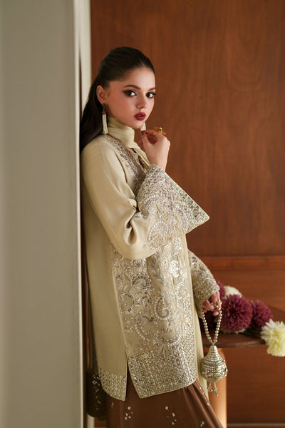 Ethnc | Luxe Boutique | Embroidered Suit (E1089/104/227)-Brand:Ethnc-Type:Boutique-Pale Yellow - House of Maryam- Buy in UK, USA