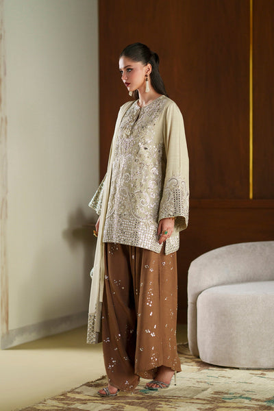 Ethnc | Luxe Boutique | Embroidered Suit (E1089/104/227)-Brand:Ethnc-Type:Boutique-Pale Yellow - House of Maryam- Buy in UK, USA