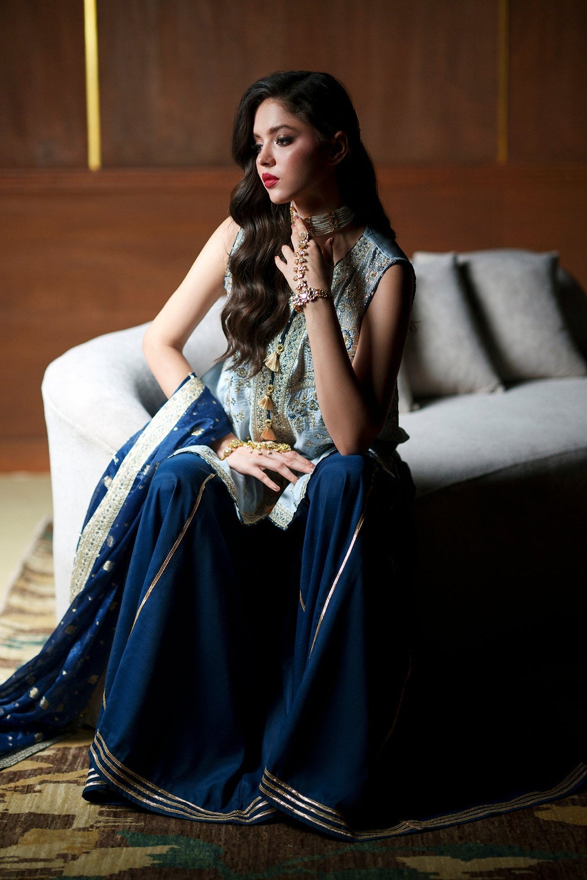 Ethnc | Luxe Boutique | Embroidered Suit (E1100/104/913)-Brand:Ethnc-Type:Boutique-Light Grey - House of Maryam- Buy in UK, USA