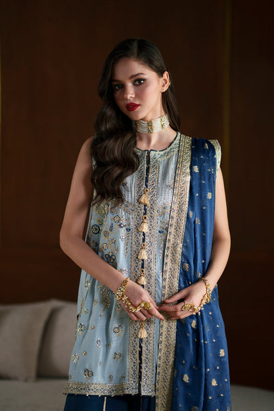 Ethnc | Luxe Boutique | Embroidered Suit (E1100/104/913)-Brand:Ethnc-Type:Boutique-Light Grey - House of Maryam- Buy in UK, USA