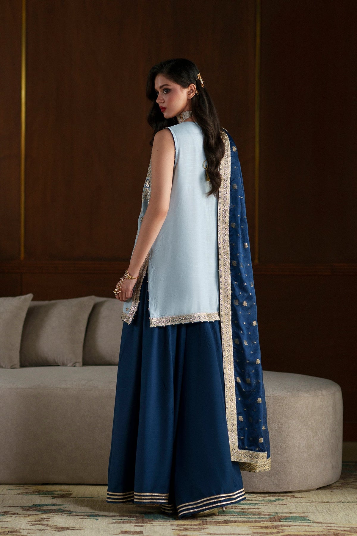 Ethnc | Luxe Boutique | Embroidered Suit (E1100/104/913)-Brand:Ethnc-Type:Boutique-Light Grey - House of Maryam- Buy in UK, USA