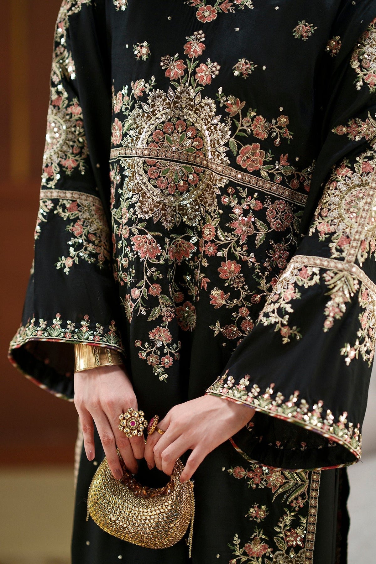 Ethnc | Luxe Boutique | Embroidered Suit (E1104/104/902)-Brand:Ethnc-Type:Boutique-Jet Black - House of Maryam- Buy in UK, USA