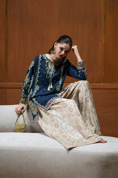 Ethnc | Luxe Boutique | Embroidered Suit (E1110/104/623)-Brand:Ethnc-Type:Boutique-Cobalt - House of Maryam- Buy in UK, USA