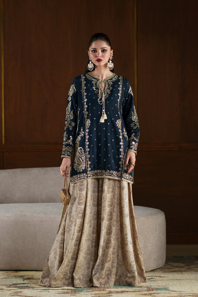 Ethnc | Luxe Boutique | Embroidered Suit (E1110/104/623)-Brand:Ethnc-Type:Boutique-Cobalt - House of Maryam- Buy in UK, USA