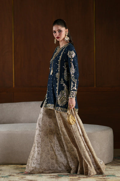Ethnc | Luxe Boutique | Embroidered Suit (E1110/104/623)-Brand:Ethnc-Type:Boutique-Cobalt - House of Maryam- Buy in UK, USA