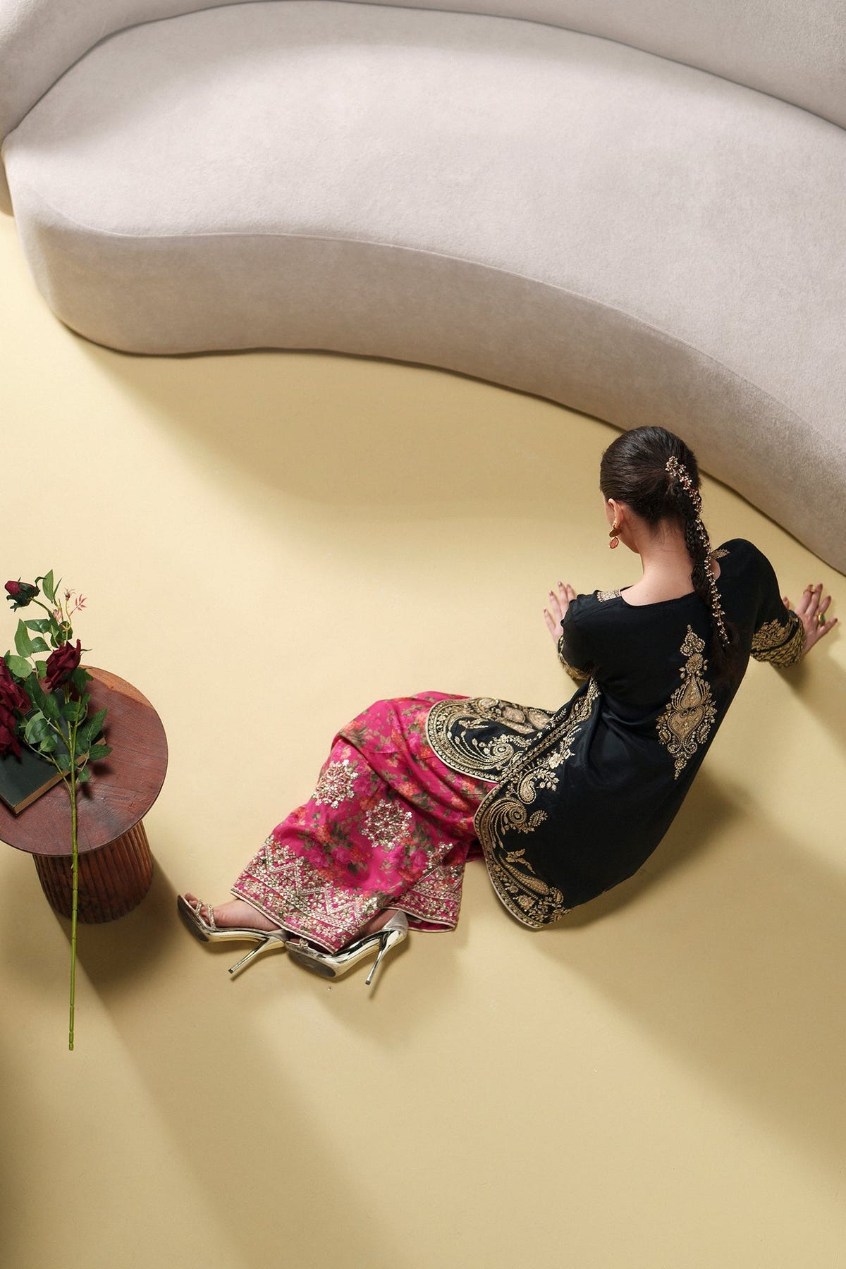 Ethnc | Luxe Boutique | Embroidered Suit (E1119/104/902)-Brand:Ethnc-Type:Boutique-Jet Black - House of Maryam- Buy in UK, USA