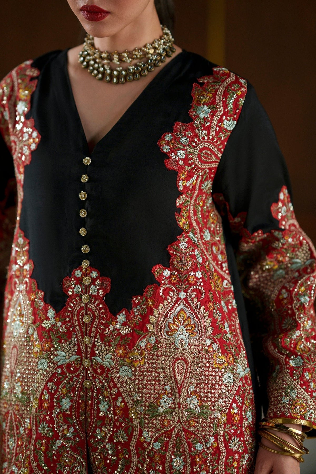 Ethnc | Luxe Boutique | Embroidered Suit (E1122/104/902)-Brand:Ethnc-Type:Boutique-Jet Black - House of Maryam- Buy in UK, USA