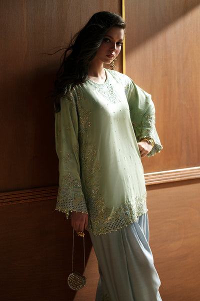 Ethnc | Luxe Boutique | Embroidered Suit (E1124/104/721)-Brand:Ethnc-Type:Boutique-Pastel Green - House of Maryam- Buy in UK, USA