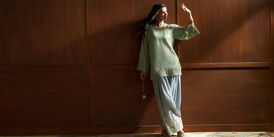 Ethnc | Luxe Boutique | Embroidered Suit (E1124/104/721)-Brand:Ethnc-Type:Boutique-Pastel Green - House of Maryam- Buy in UK, USA