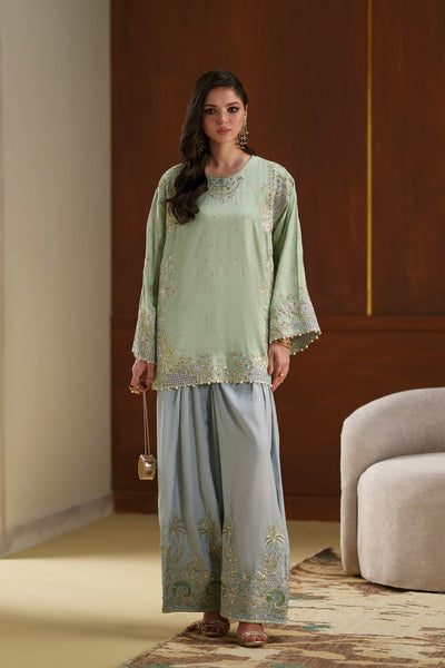 Ethnc | Luxe Boutique | Embroidered Suit (E1124/104/721)-Brand:Ethnc-Type:Boutique-Pastel Green - House of Maryam- Buy in UK, USA