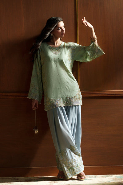 Ethnc | Luxe Boutique | Embroidered Suit (E1124/104/721)-Brand:Ethnc-Type:Boutique-Pastel Green - House of Maryam- Buy in UK, USA